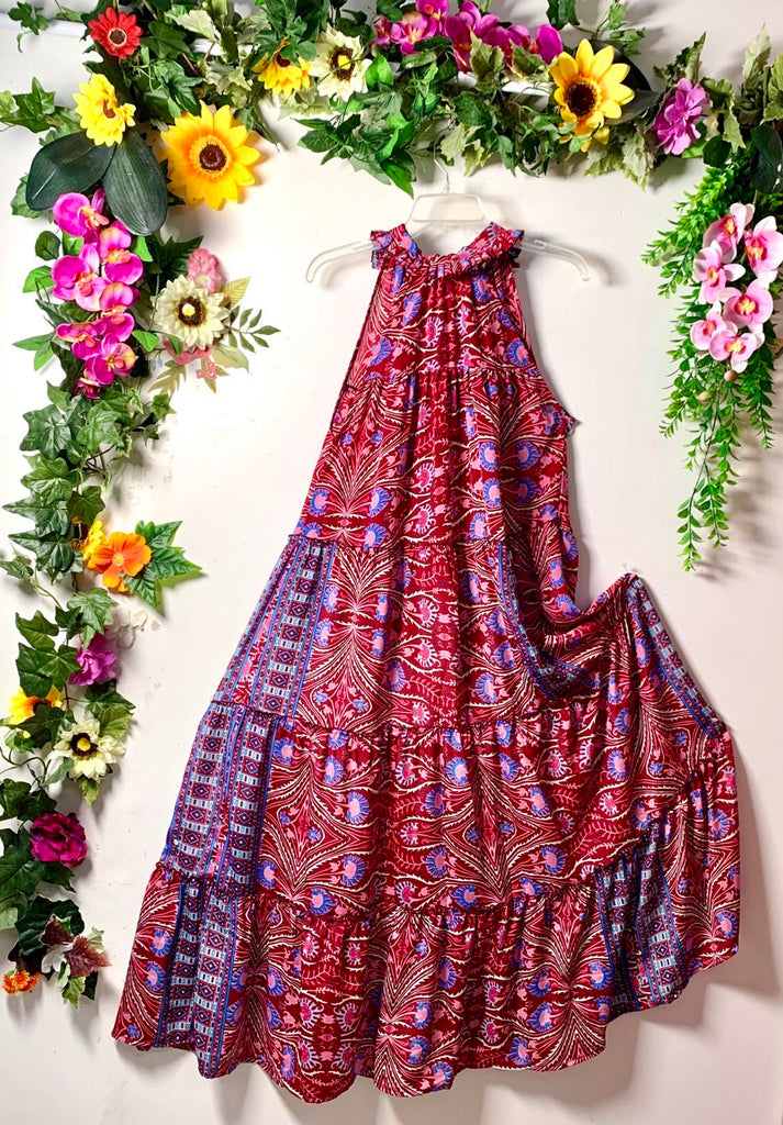 Sunmoon Sleeveless Necktie Silk Dress