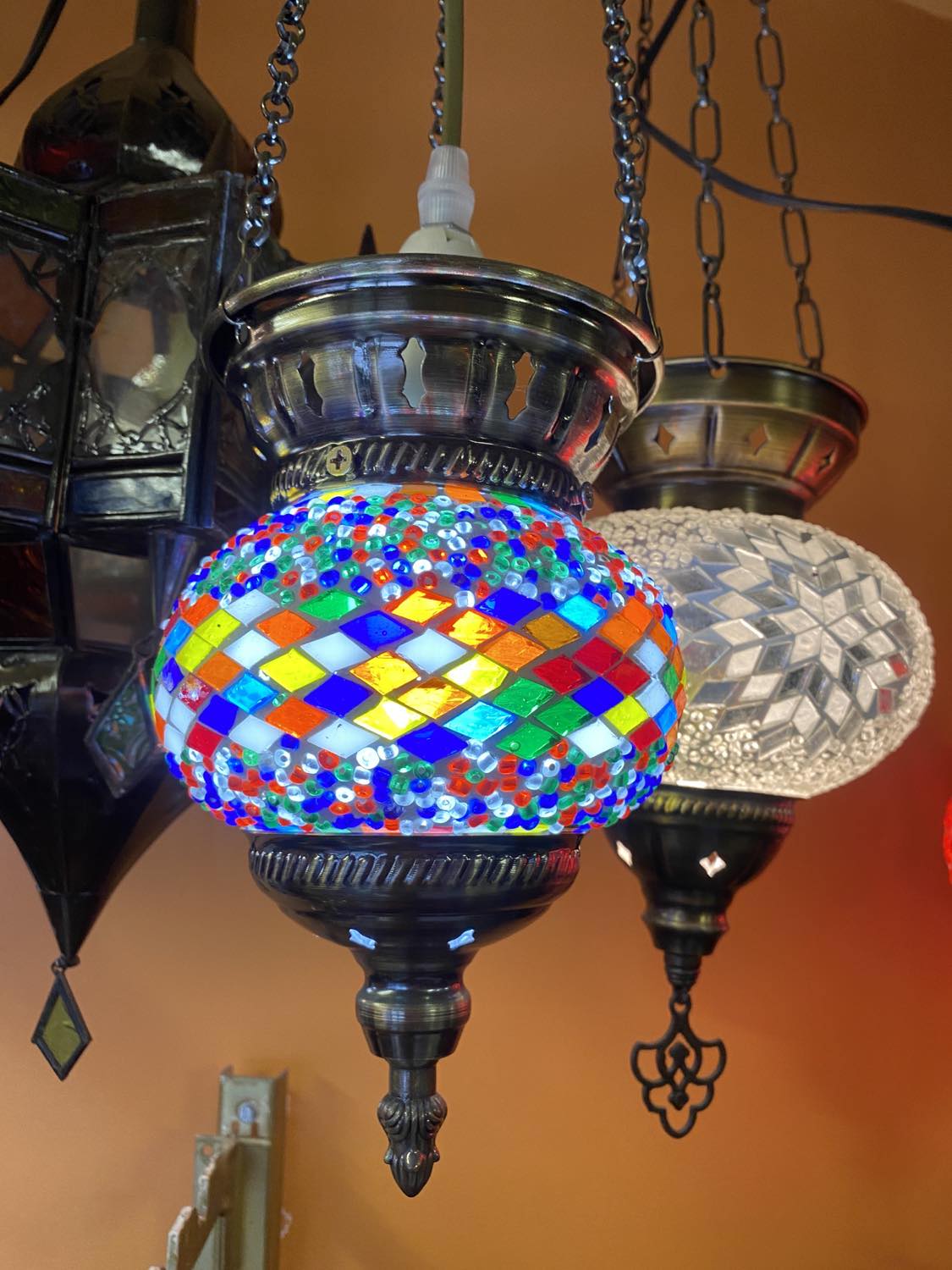 Turkish Mosaic Hanging Lantern Small