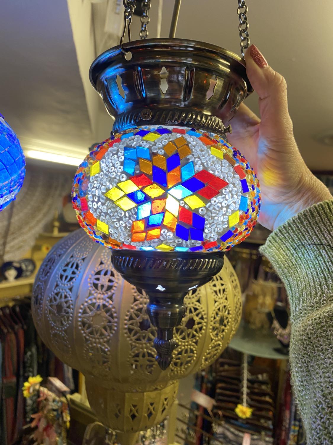 Turkish Mosaic Hanging Lantern Small
