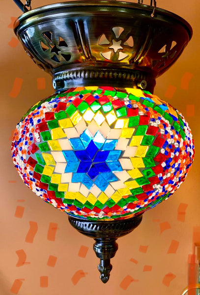 Turkish Mosaic Hanging Lantern - Large
