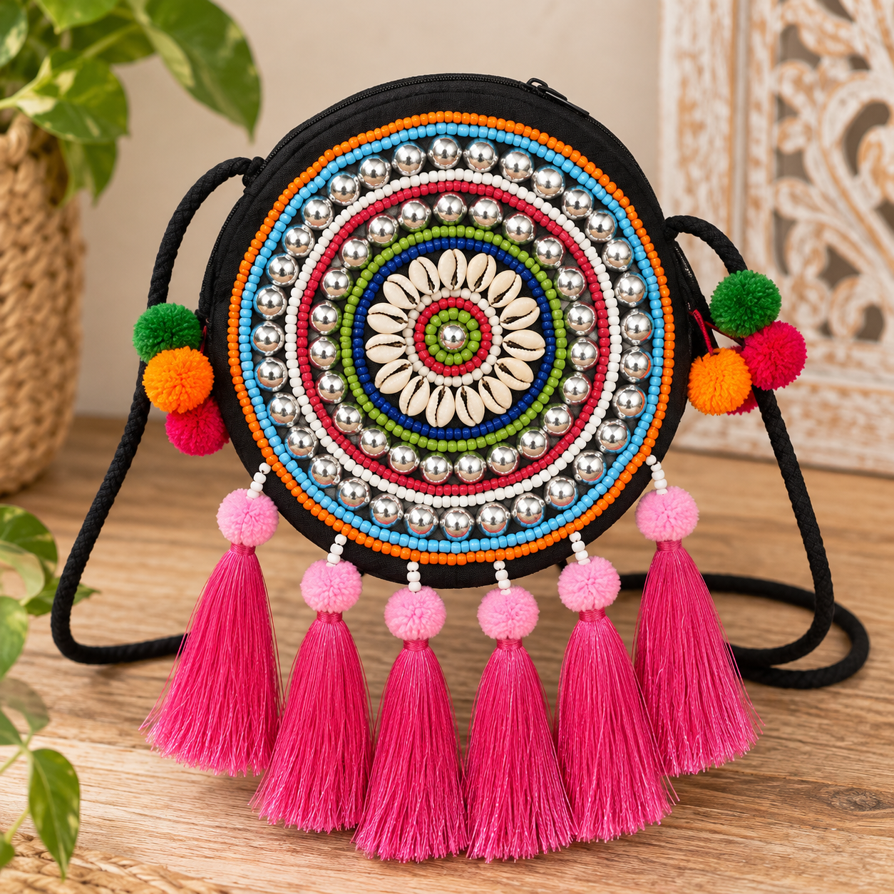 Hmong Boho Mandala Tassel Bags