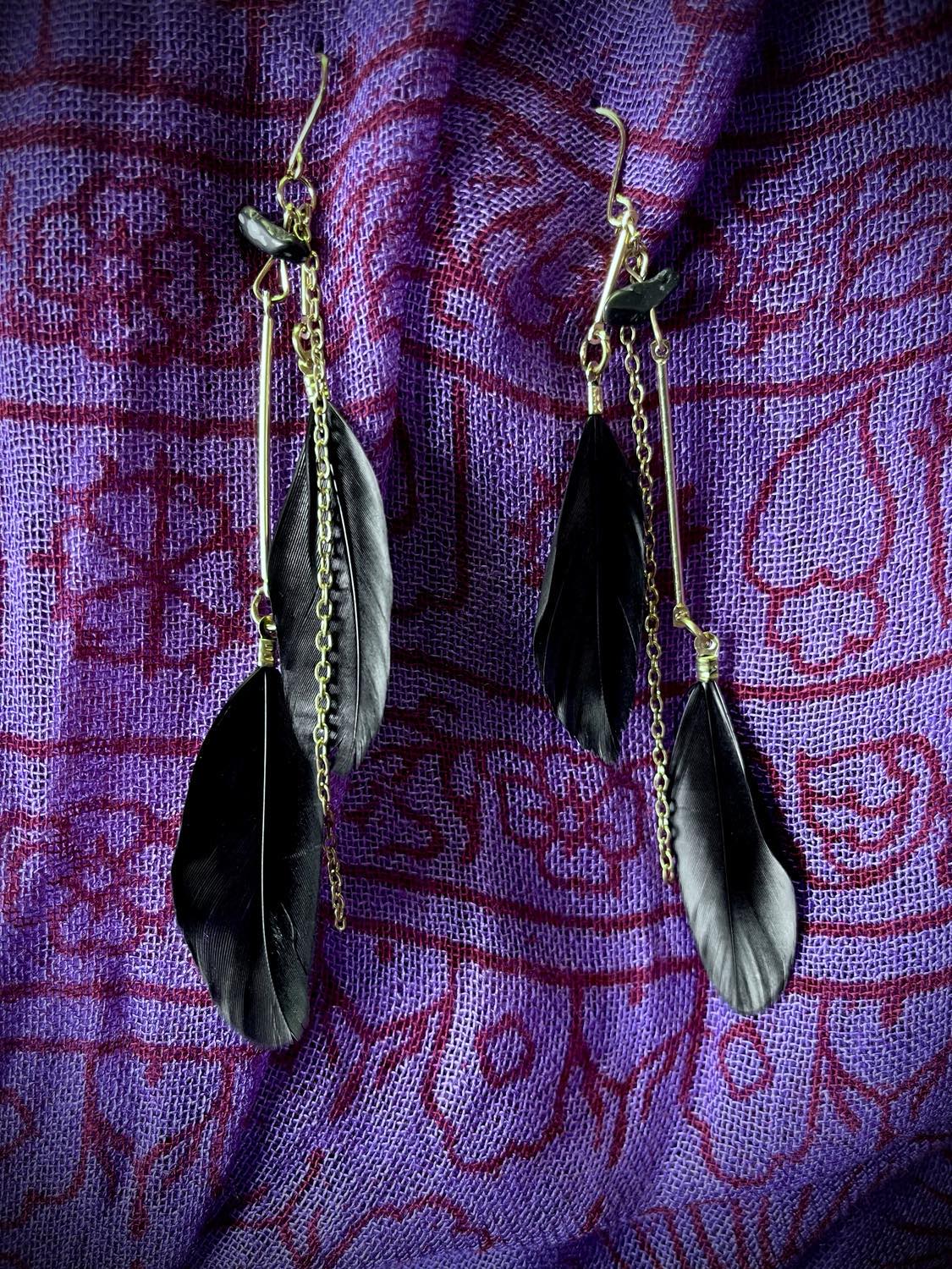 Double Feather Chain Earings