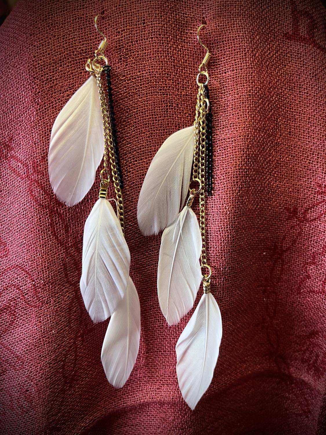 Triple Feather Drop Earings