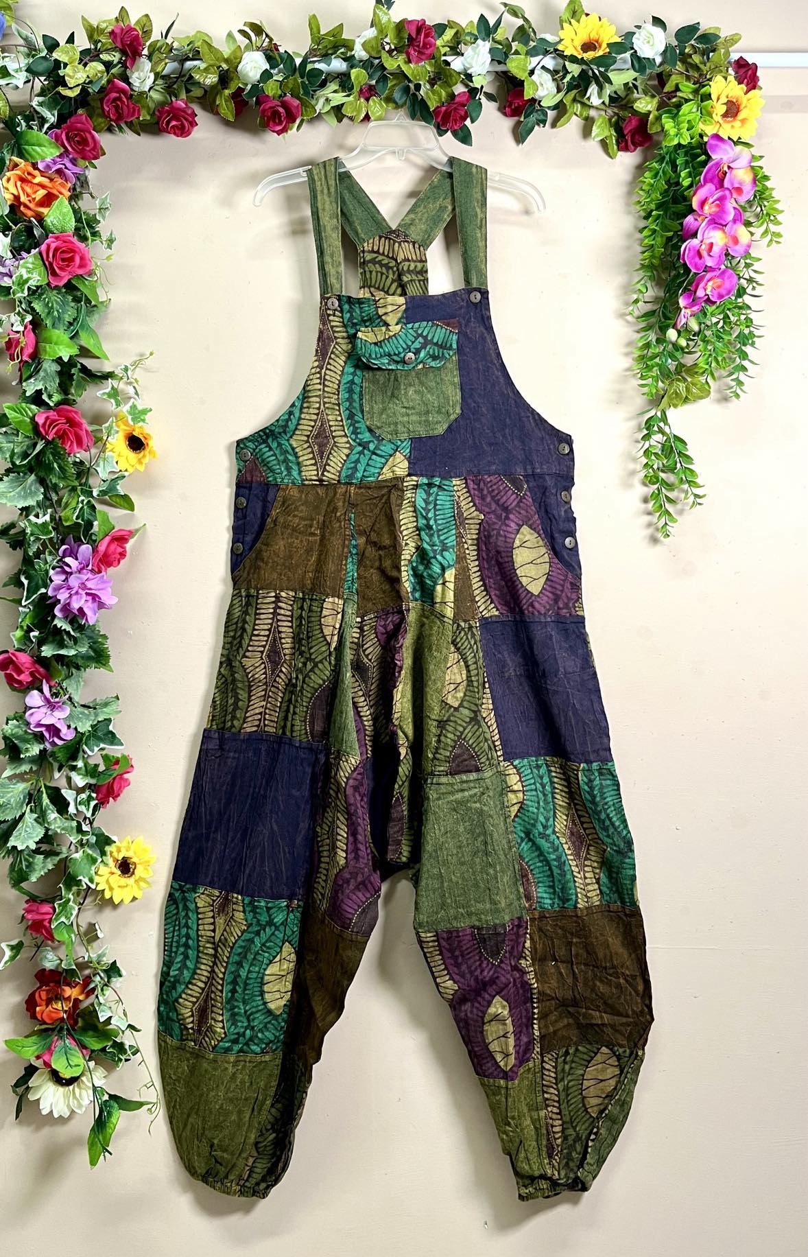 Boho Floral Patchwork Dungarees