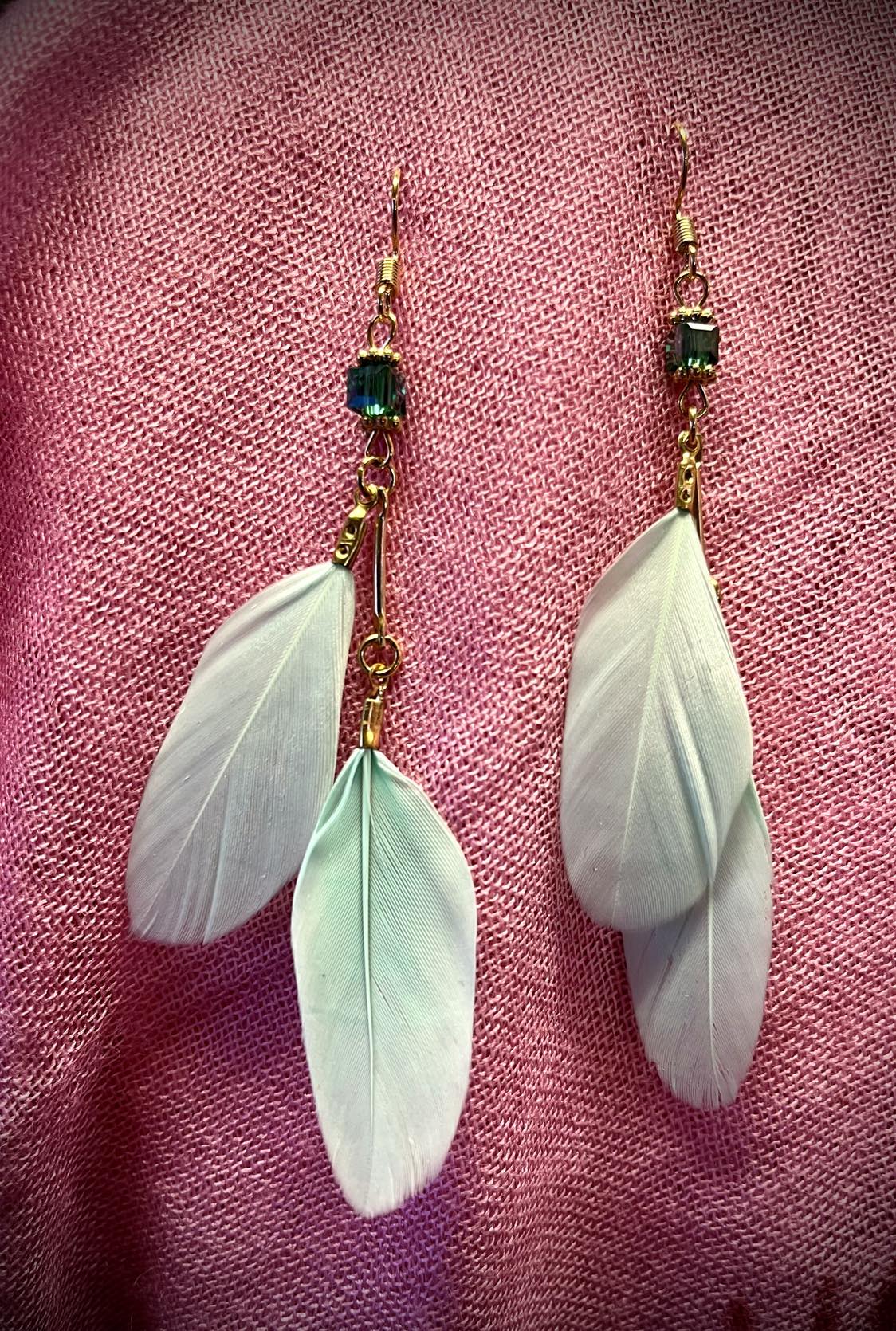 Double Feather Beaded Earings