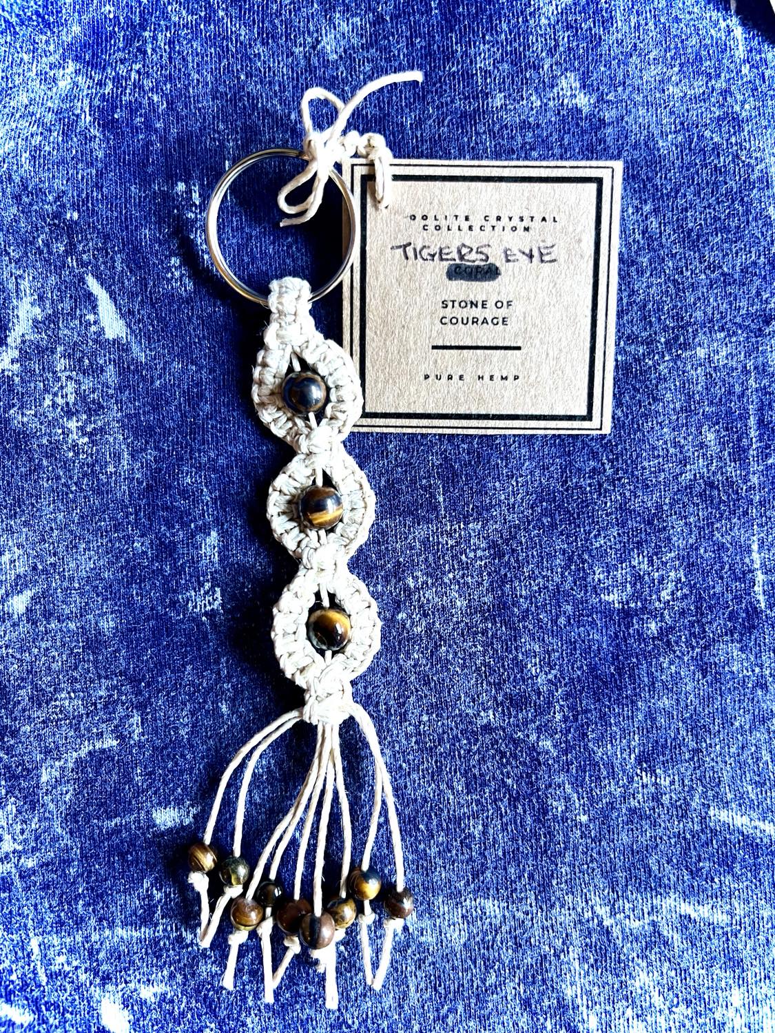 3 Stone Macrame Keyring Holder