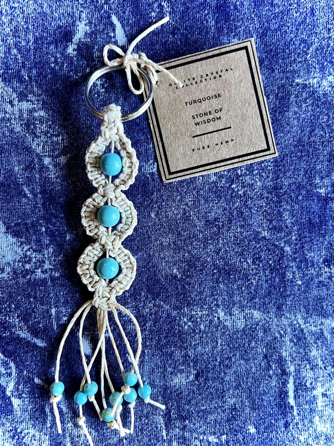 3 Stone Macrame Keyring Holder