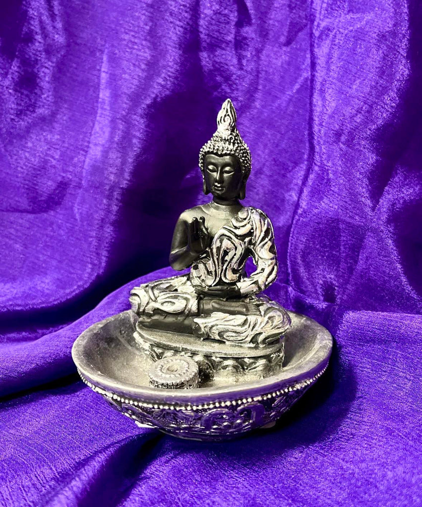 Silver Buddha Incense Holder