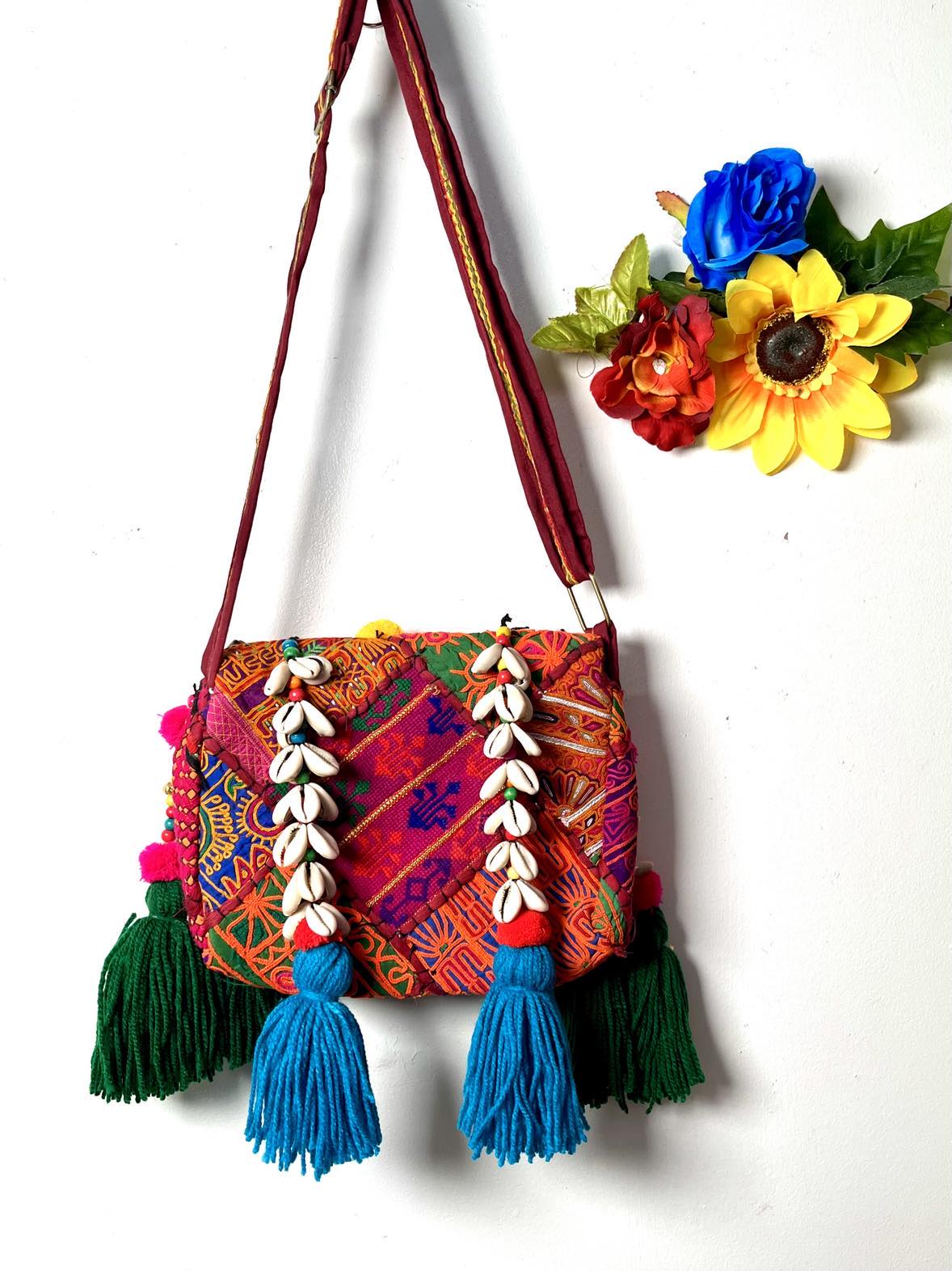 Boho Tribal Pompom bag