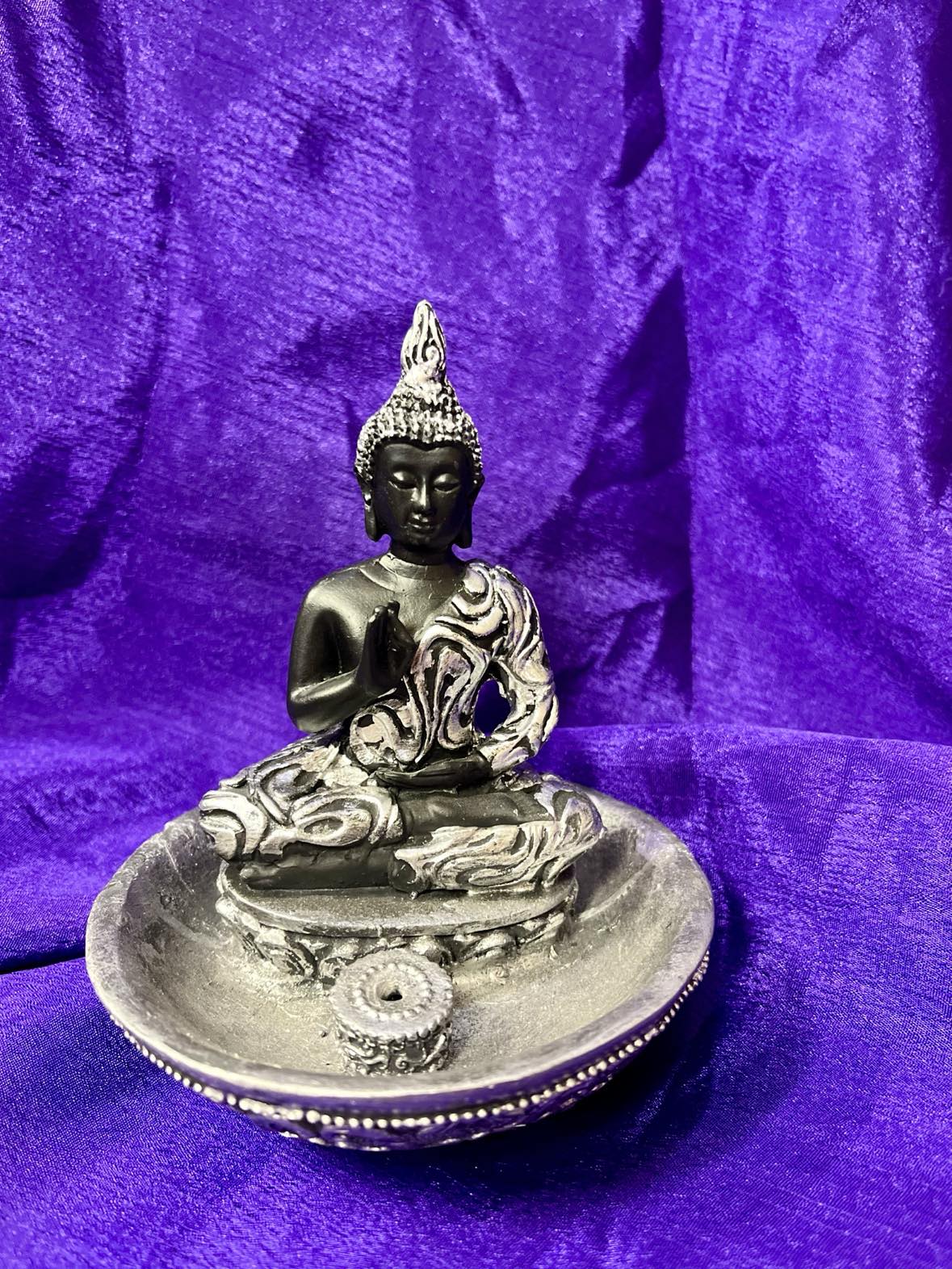 Silver Buddha Incense Holder