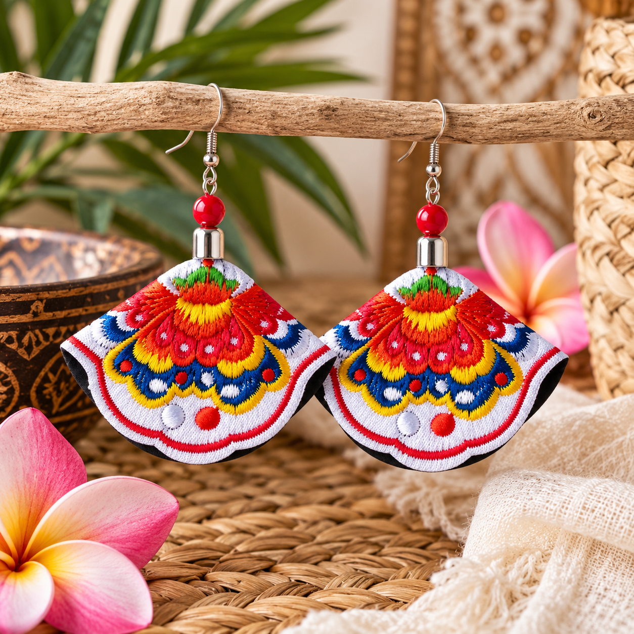 Embroidered Boho Earings
