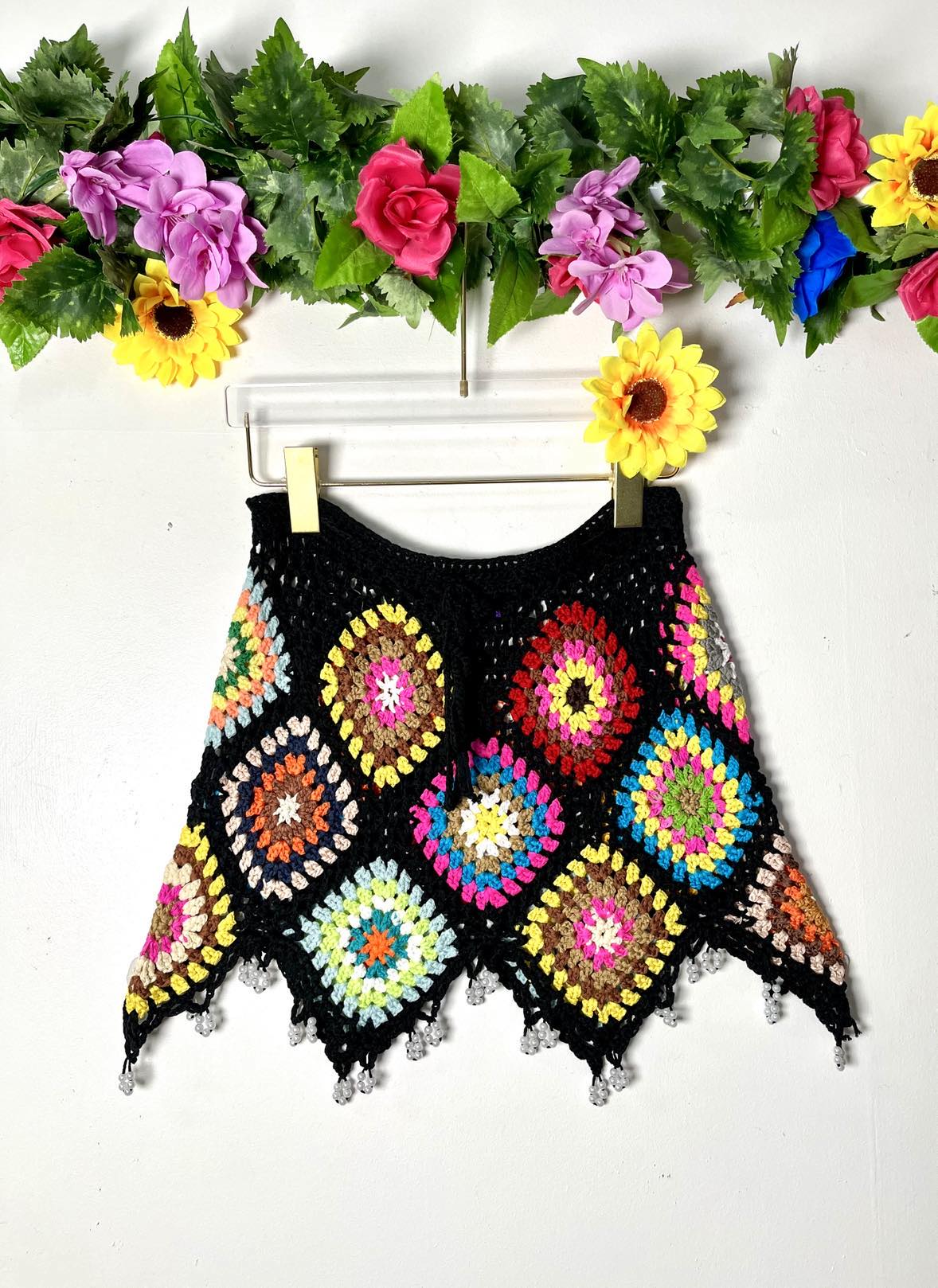 Boho Crochet Mini Skirt