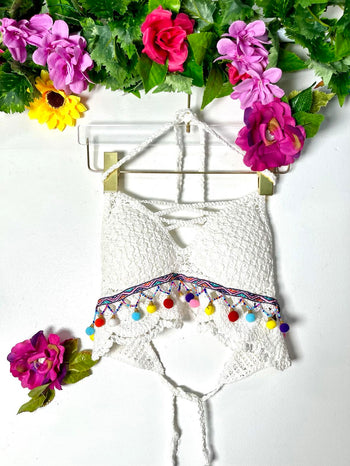 Cotton Crochet Pom-Pom Bra