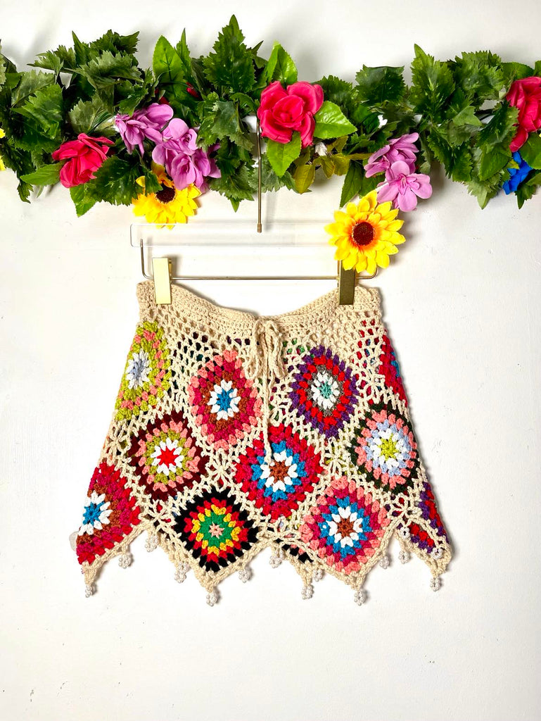 Boho Crochet Mini Skirt