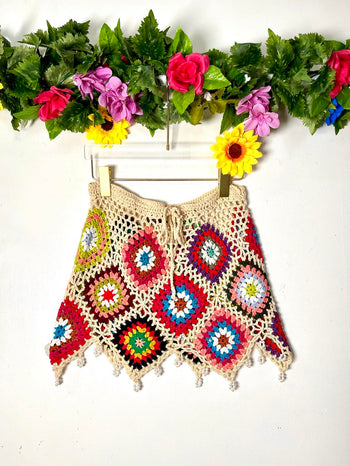 Boho Crochet Mini Skirt