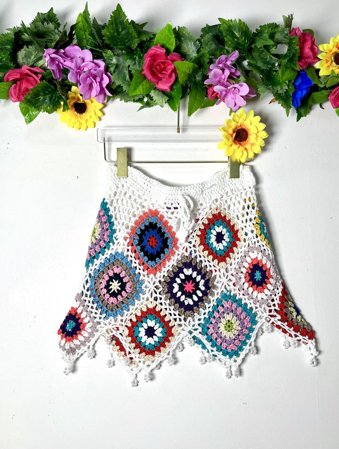 Boho Crochet Mini Skirt
