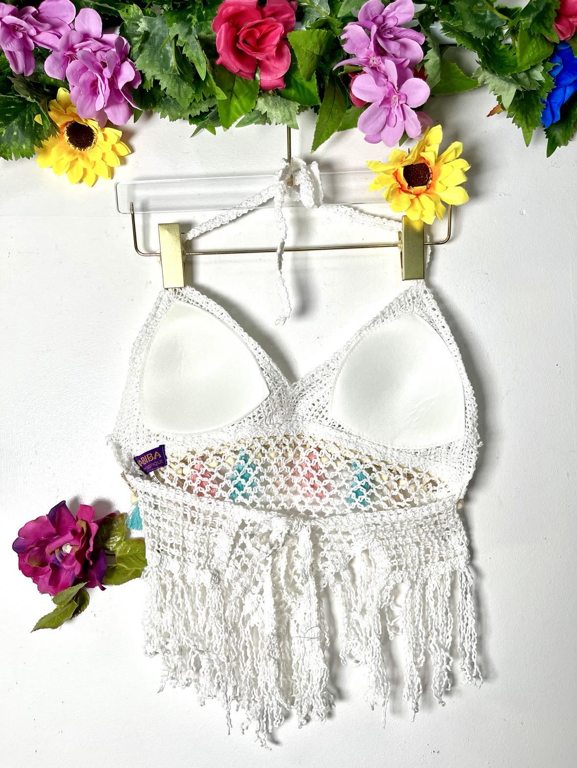 Cotton Crochet Pom Pom Bib