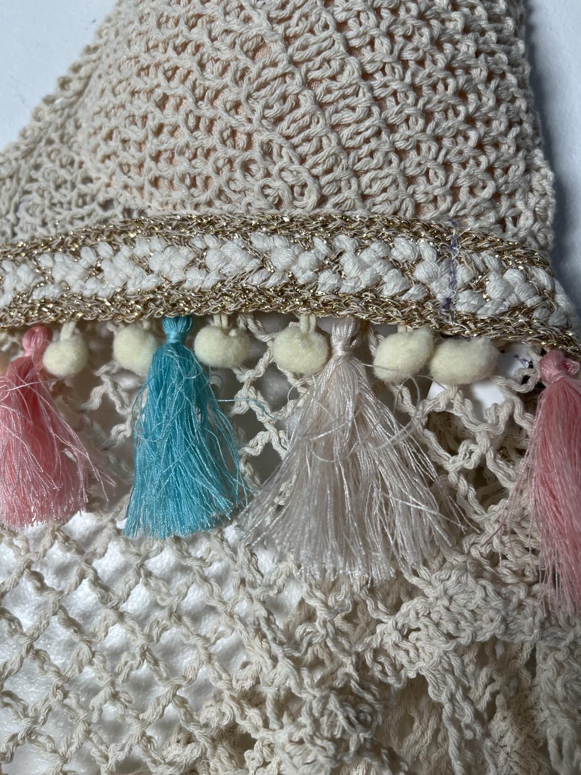 Cotton Crochet Pom Pom Bib