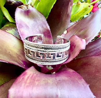 Embossed Silver Cuff Bangle