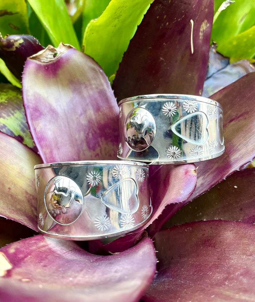 Embossed Goddess Nature Silver Cuff