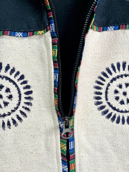 Tibetan Fleece Jacket - Black & Cream