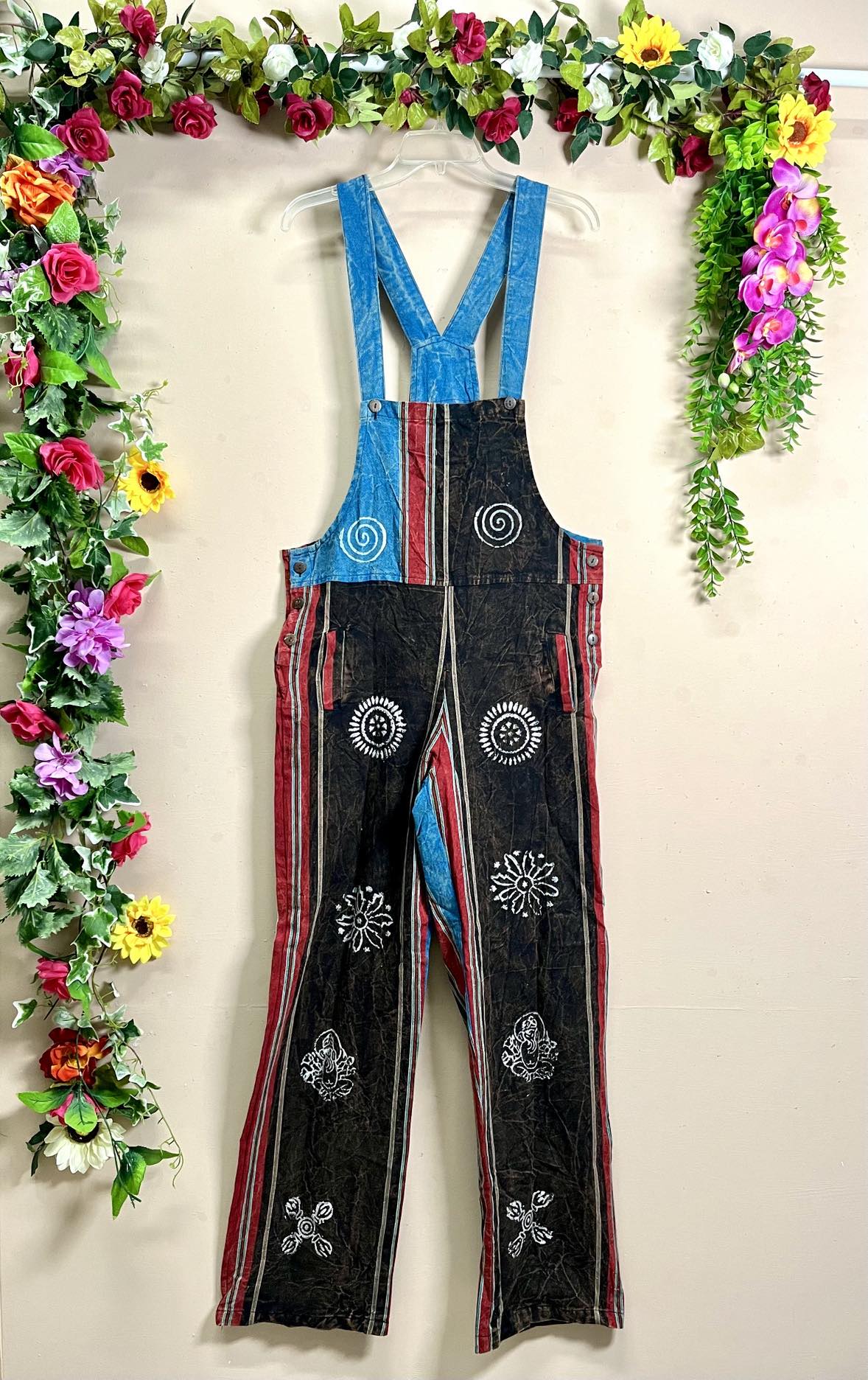 Sharma Hippie Print Dungarees MED