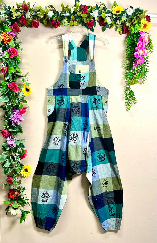 Patchwork Nappy Dungarees Large