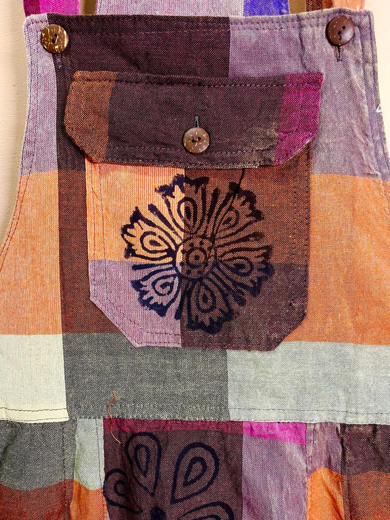 Patchwork Nappy Dungarees Large