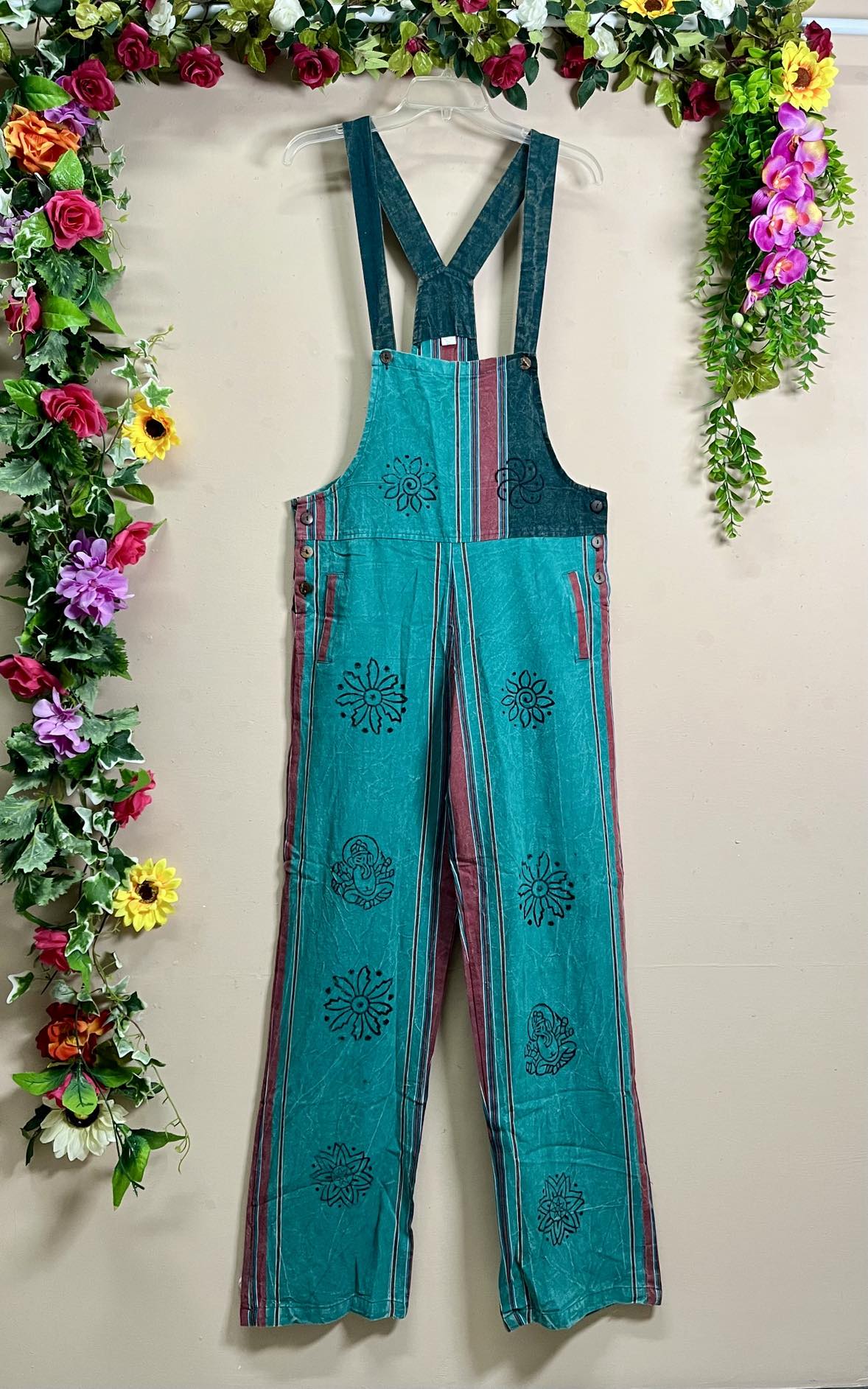 Sharma Hippie-Print Dungarees M/L