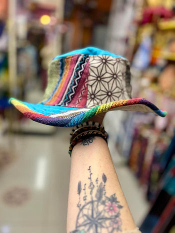Hemp Patchwork Rainbow Hat