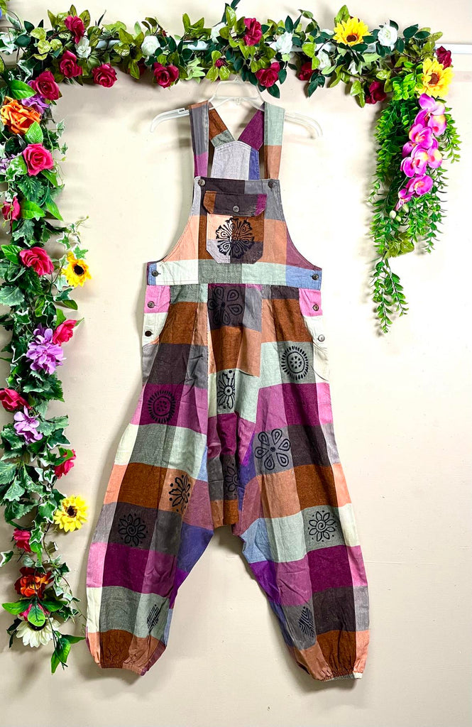 Patchwork Nappy Dungarees XL