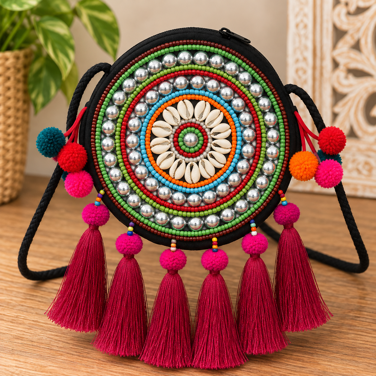 Hmong Boho Mandala Tassel Bags