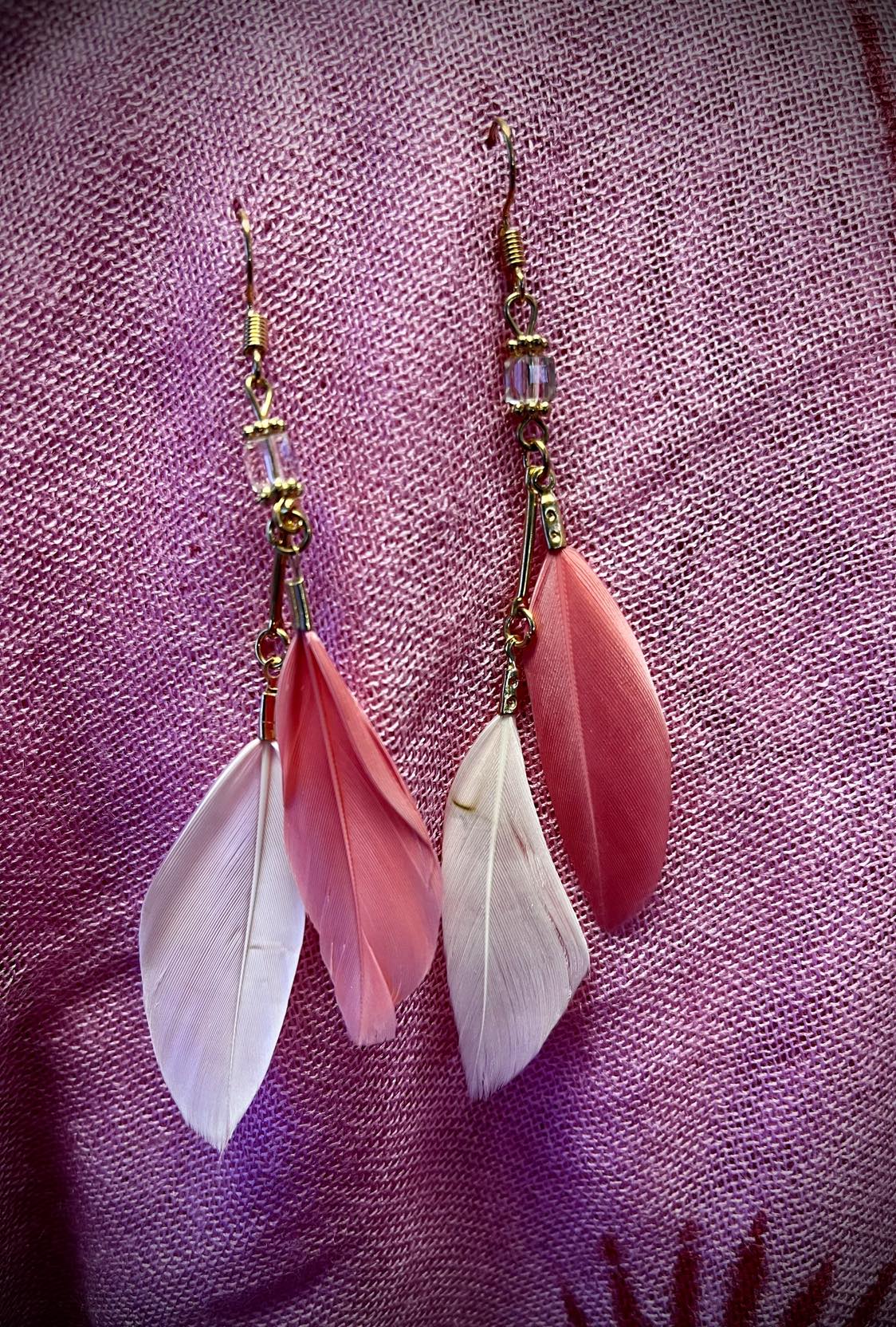 Double Feather Beaded Earings