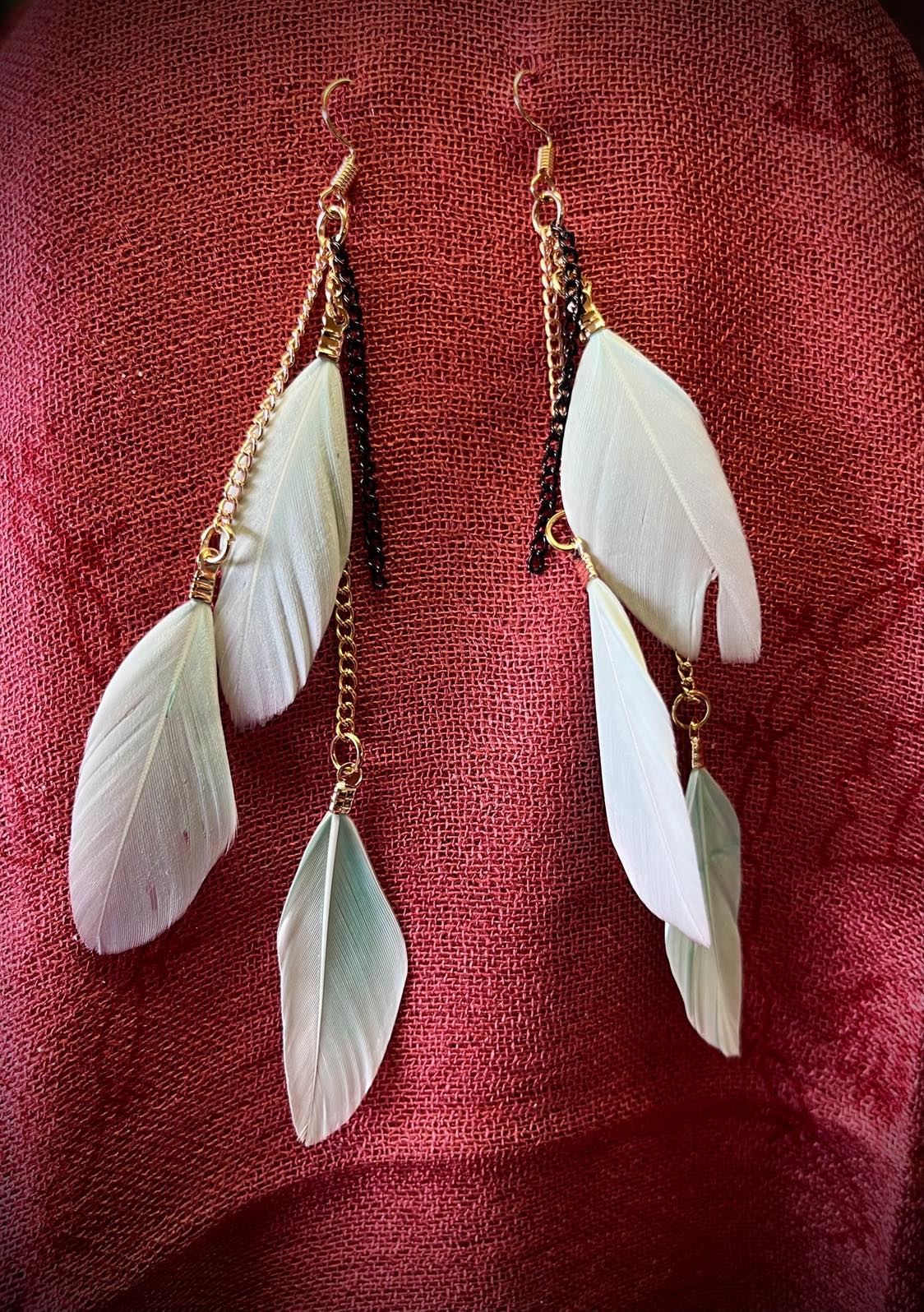 Triple Feather Drop Earings