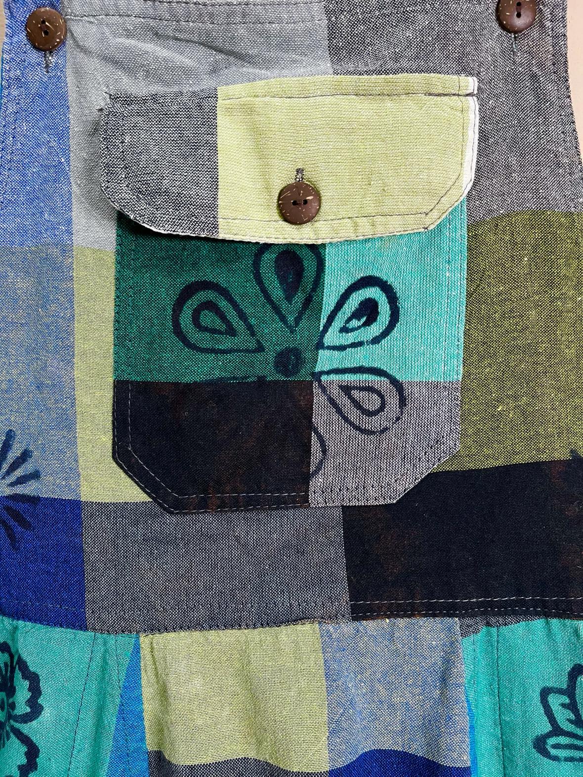 Patchwork Nappy Dungarees Large