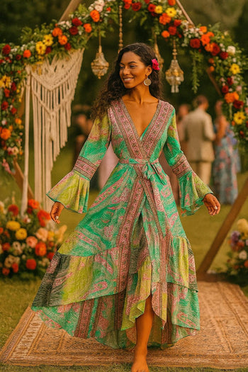 Silk Hi-Low Wrap Kimono