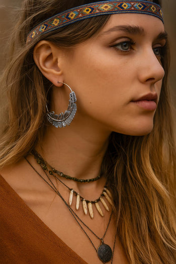 Silver Feather Slide-Through Earings