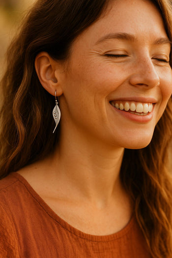 Silver 3 Dotted Leaf Earings