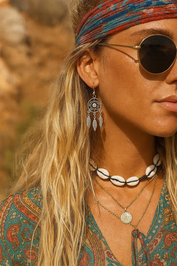 Silver Gemstone Dreamcatcher Earings