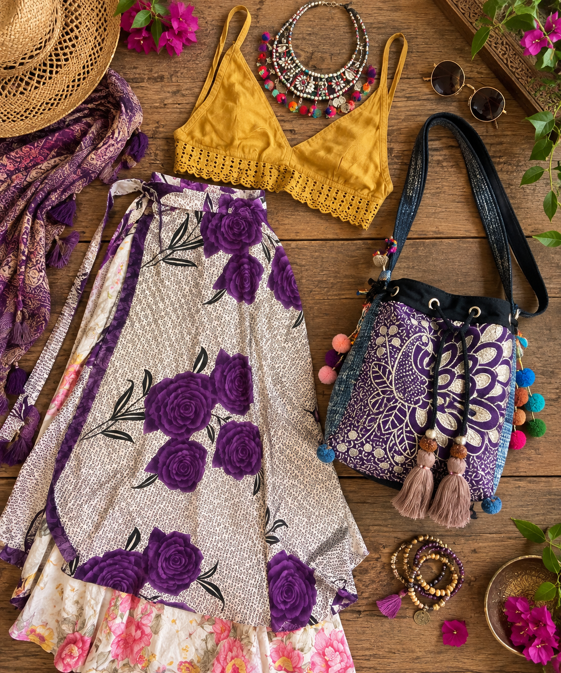 Bohemian Embroidered Bucket Bag