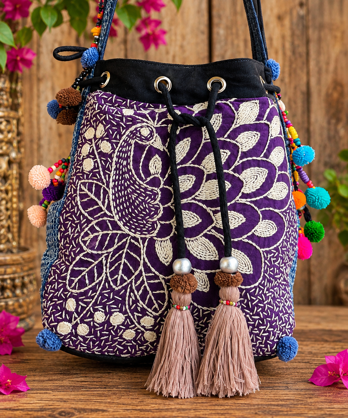 Bohemian Embroidered Bucket Bag