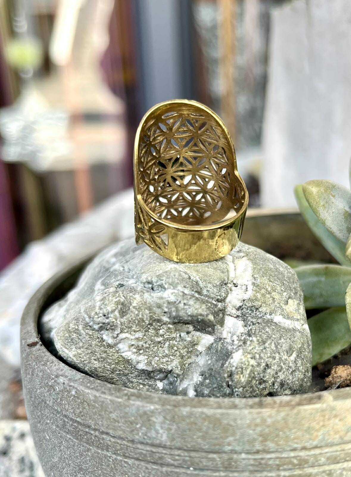 Golden Seed Of Life Ring