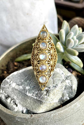 Golden Moon Ladder Ring