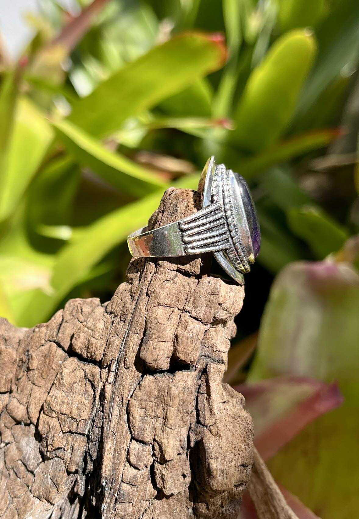 Giant Gemstone Silver Ring