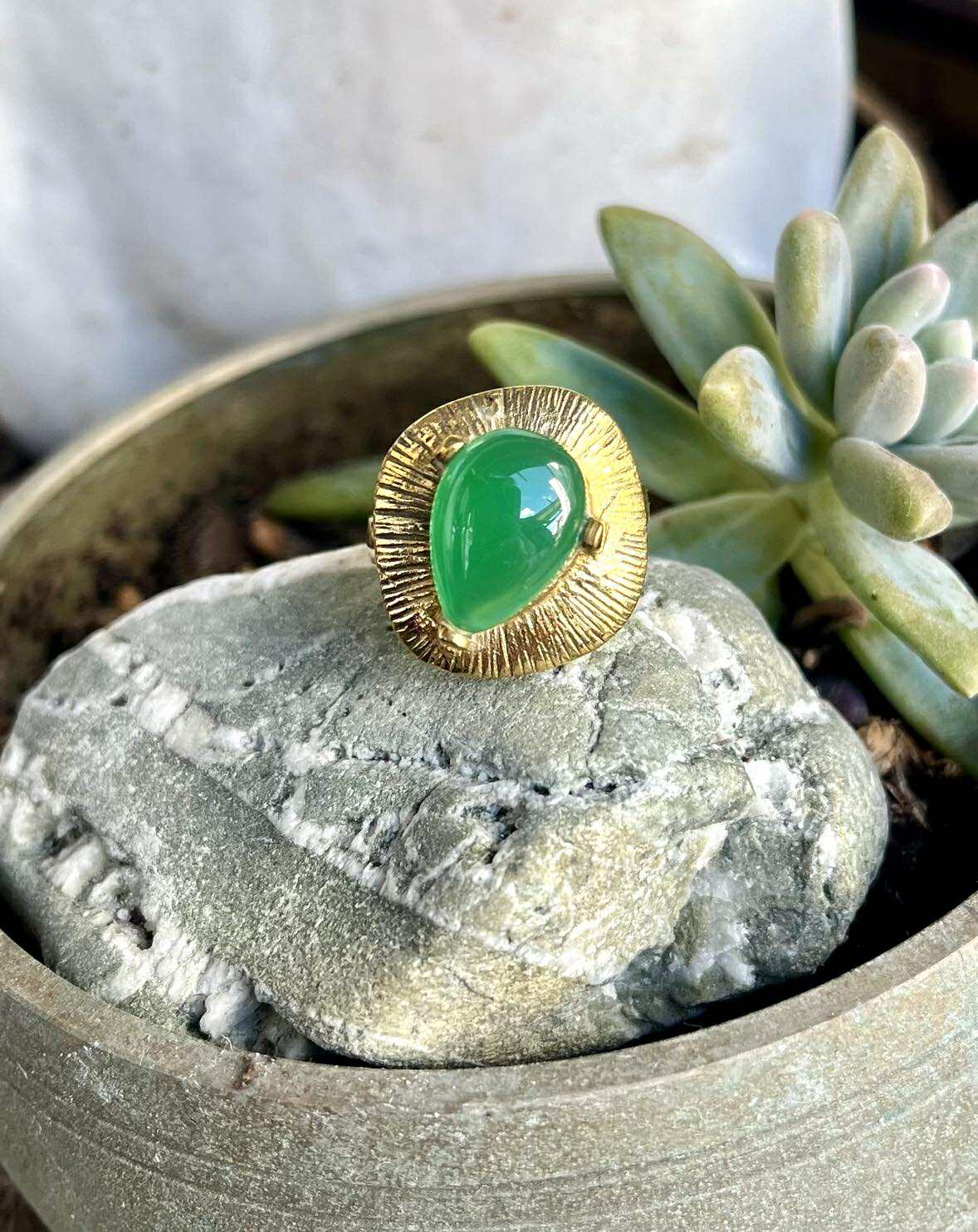 Handcrafted Gemstone Brass Rings