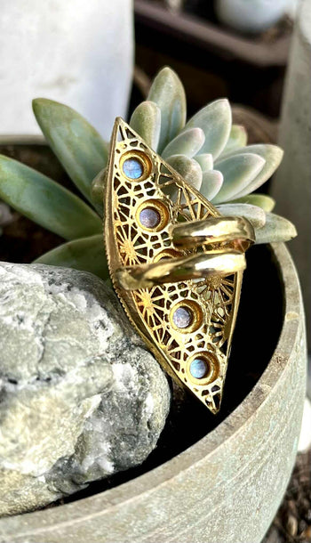 Golden Moon Ladder Ring