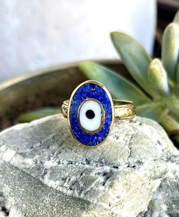 Evil Eye Brass Ring