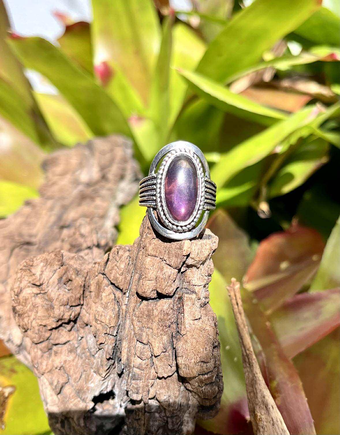 Giant Gemstone Silver Ring