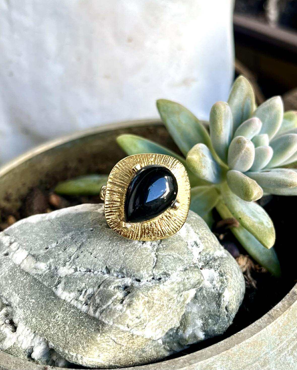 Handcrafted Gemstone Brass Rings