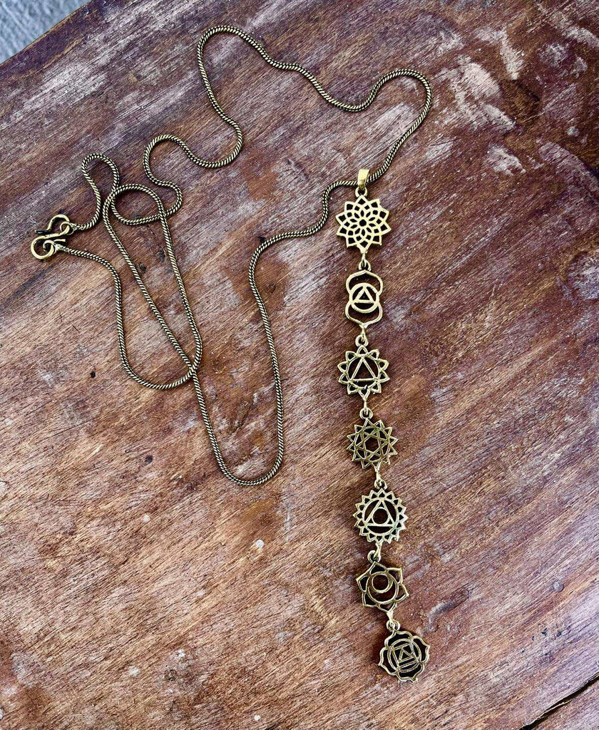 Chakra Brass Pendant Necklace